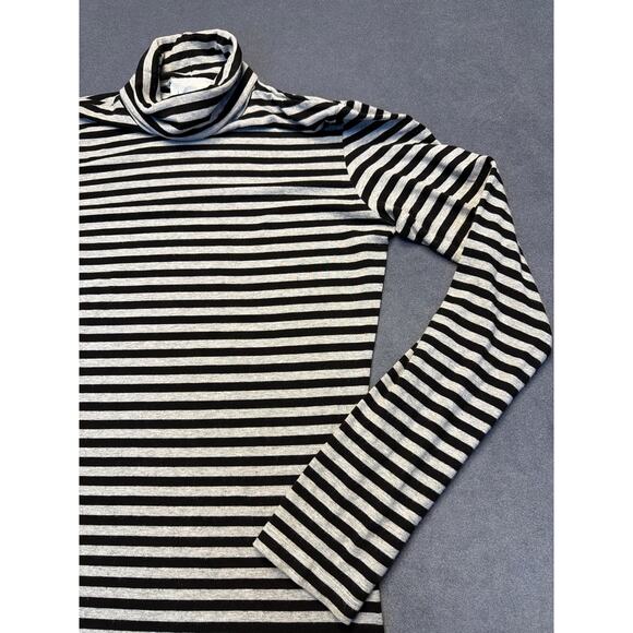 Feather by CM Clothing Turtleneck Long Sleeve Shirt Black/Gray Striped Women’s - Picture 4 of 5